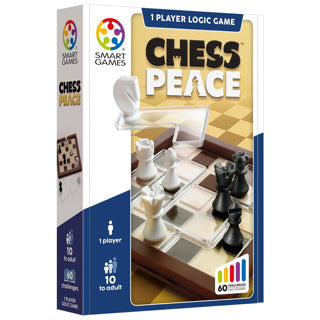 Smartgames Schachfrieden – logisches Denkspiel mit Schachregeln – 60 pädagogische Strategieherausforderungen – IQ Brainteaser Solospiel – ab 8 Jahren