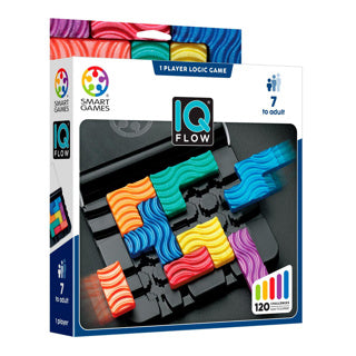 Smartgames IQ Flow – logisches Denkspiel Reiserätsel – 120 Aufgaben mit Schiebemechanismus – lehrreiches Solospiel – ab 7 Jahren