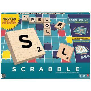 Mattel-Spiele Scrabble – mit Holzklötzen – niederländische Ausgabe