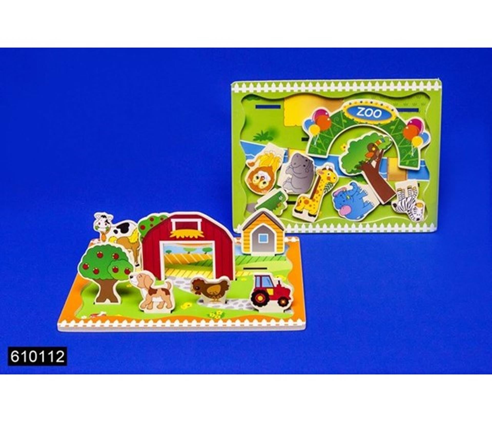 Holzspielbrett 3D Zoo Bauernhof 30x22