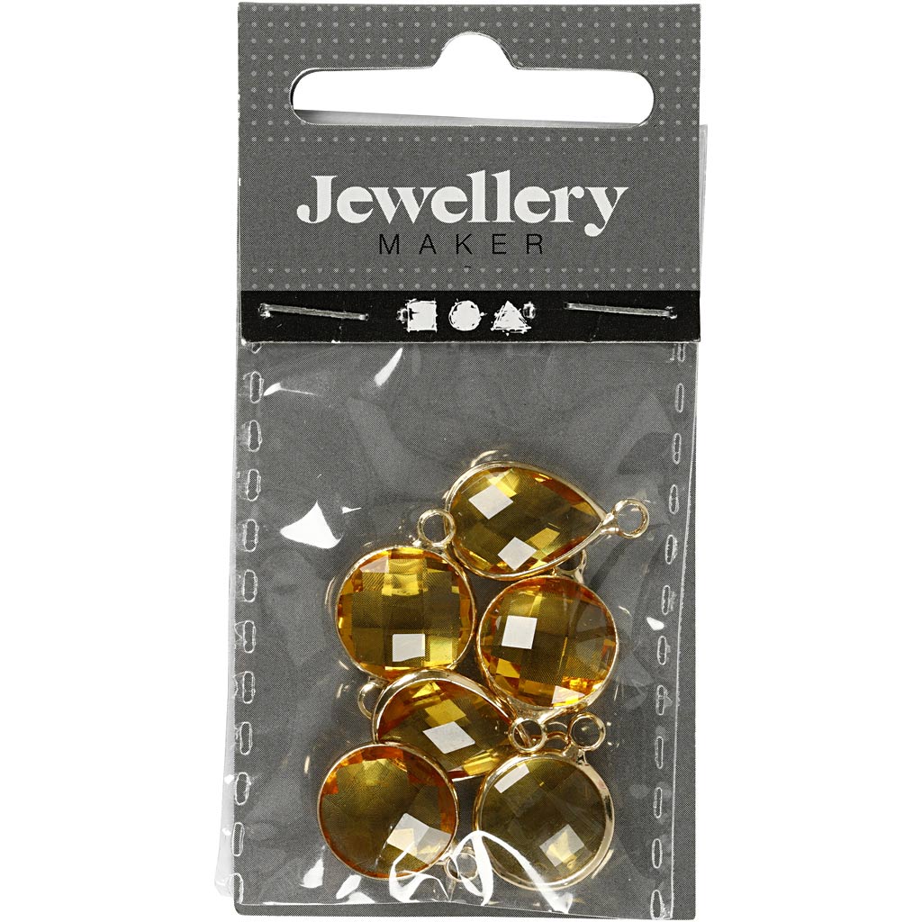 Creativ Company Schmuckanhänger, H: 15-20 mm, Lochgröße 2 mm, gelb, 1 Box