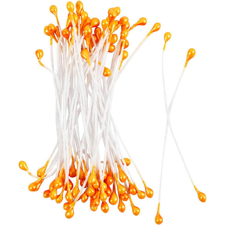 Creativ Company Blütenstaubblätter, L: 6,4 cm, D 2 mm, Metallic-Orange, 100 Stück 1 Box