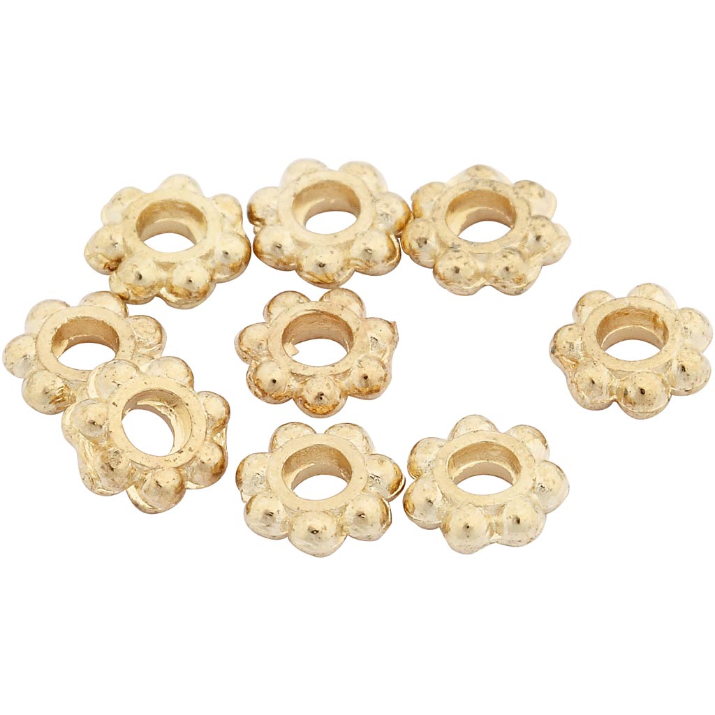 Creativ Company Abstandsperlen, D 6 mm, Lochgröße 2 mm, vergoldet, 100 Stück 1 Box
