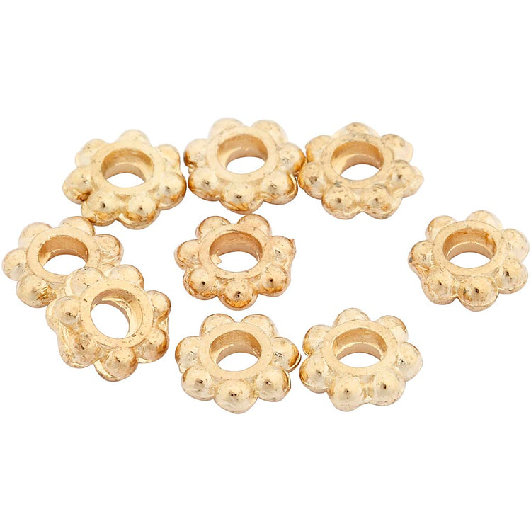 Creativ Company Abstandsperlen, D 6 mm, Lochgröße 2 mm, vergoldet, 100 Stück 1 Box
