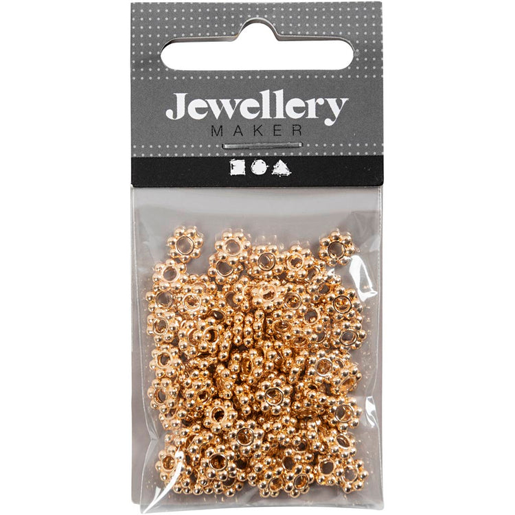Creativ Company Abstandsperlen, D 6 mm, Lochgröße 2 mm, vergoldet, 100 Stück 1 Box