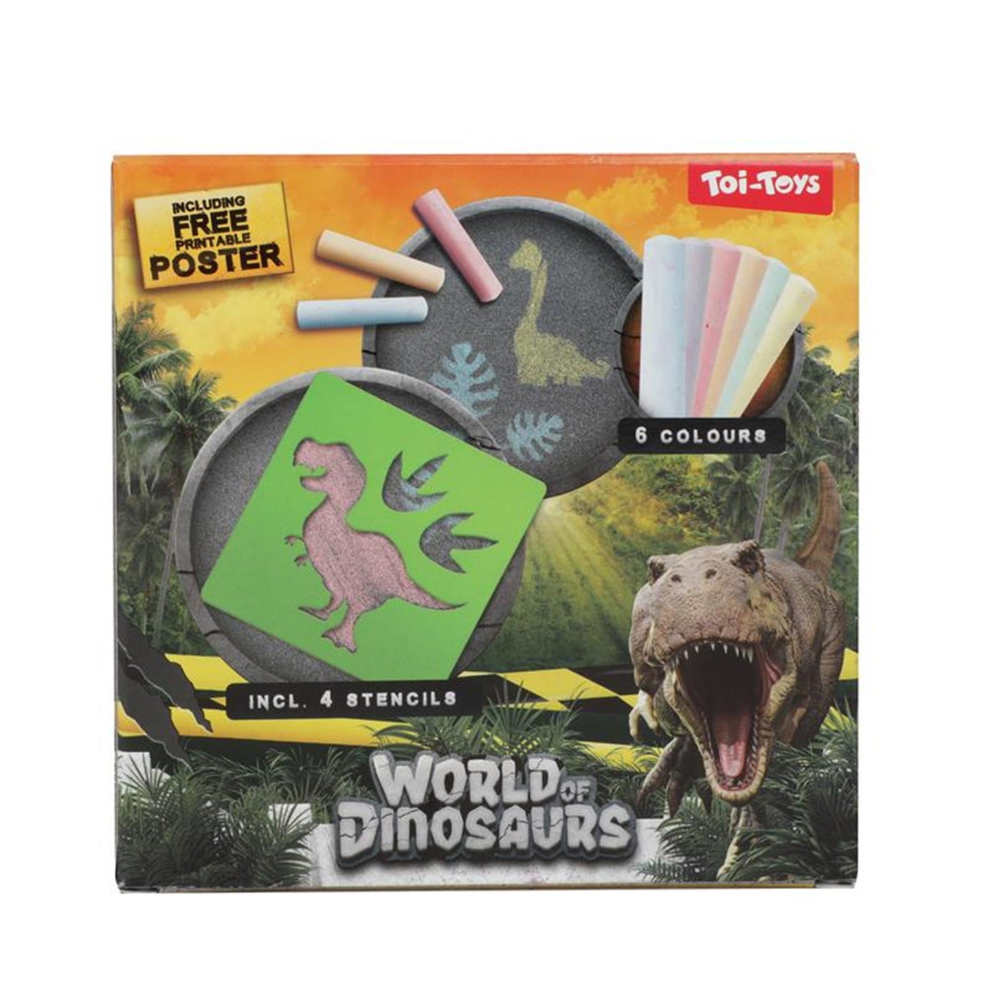World of Dinosaur's Sidewalk Chalk mit Vorlagen, 10dlg.