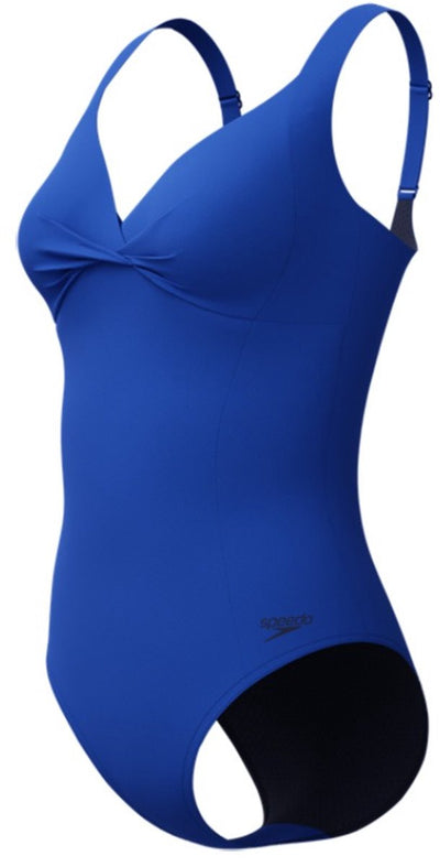 Speedo Shaping Cross Knot 1-teiliger Damen-Sportbadeanzug – Blau