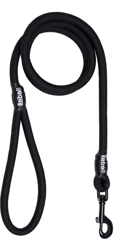 Rebel Petz Hundeleine – Trainingsleine – Schwarz – L – 12 mm x 140 cm