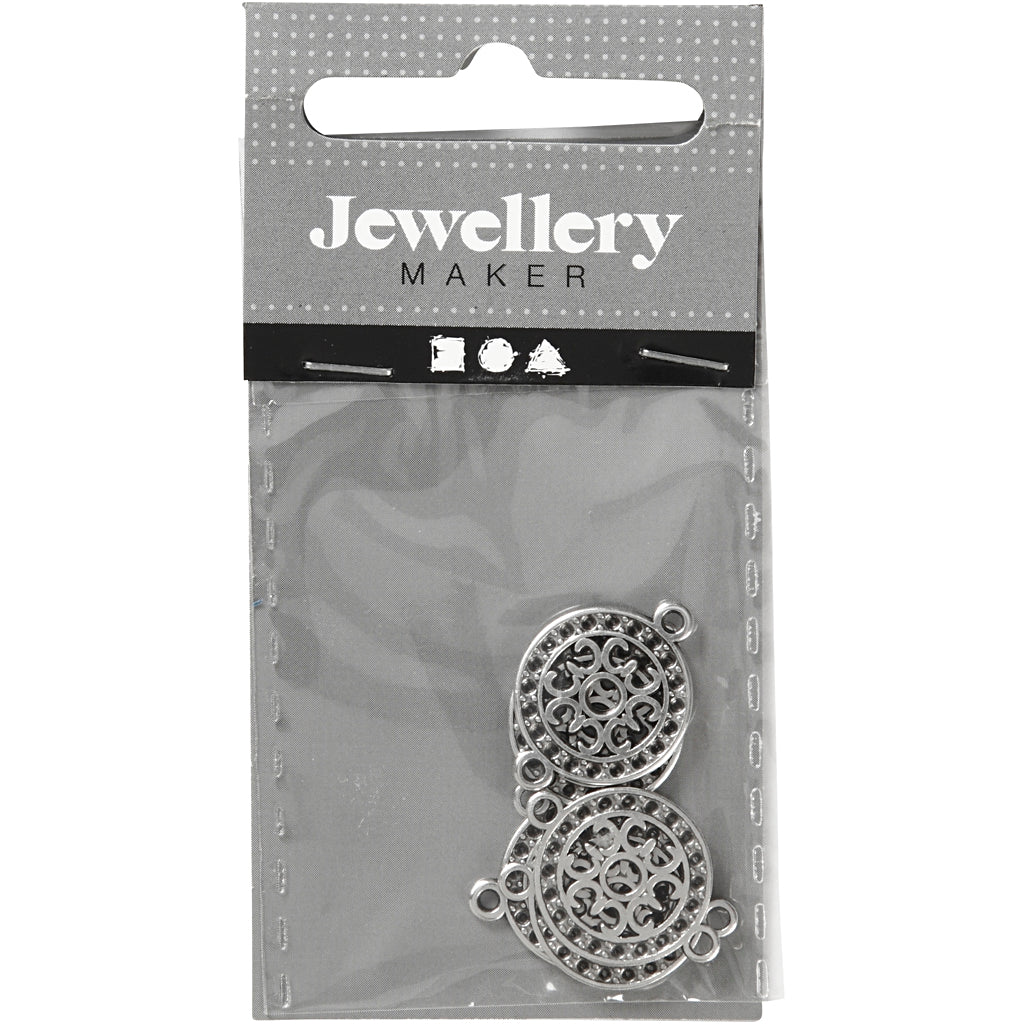 Creativ Company Schmuckanhänger, D 14 mm, Lochgröße 1,2 mm, versilbert, 5 Stück 1 Box