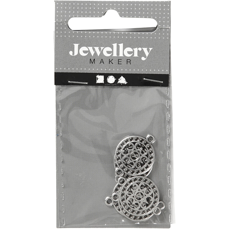 Creativ Company Schmuckanhänger, D 14 mm, Lochgröße 1,2 mm, versilbert, 5 Stück 1 Box