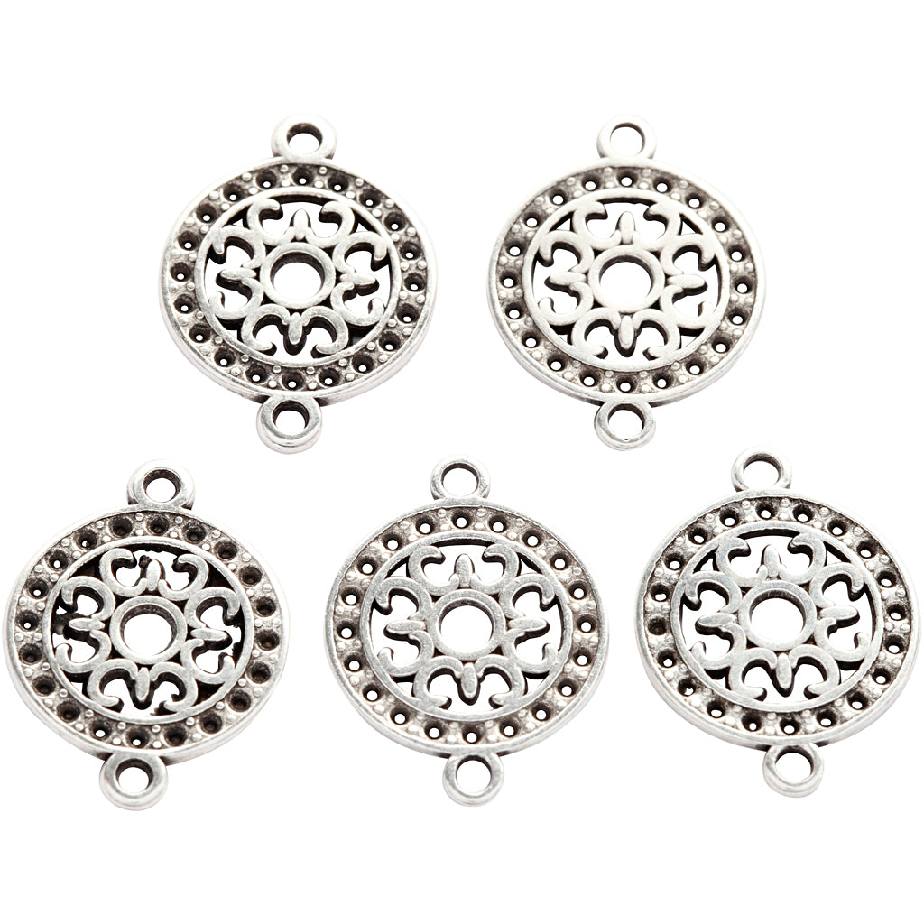 Creativ Company Schmuckanhänger, D 14 mm, Lochgröße 1,2 mm, versilbert, 5 Stück 1 Box