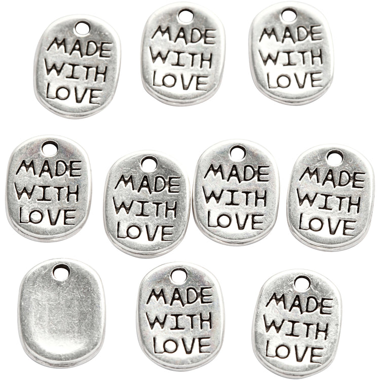 Creativ Company Schmuckanhänger, L: 12 mm, B: 8 mm, Lochgröße 1 mm, versilbert, 10 Stück 1 Box
