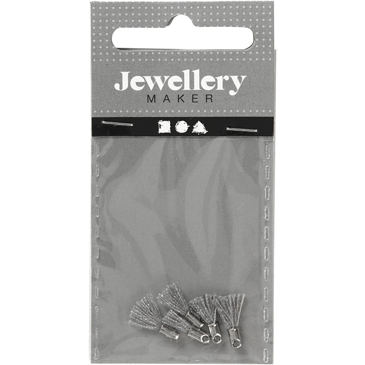 Creativ Company Quaste, L: 10 mm, Lochgröße 1 mm, grau, 5 Stück 1 Box