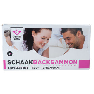 Langfield -Schach- und Backgammon -Holzkassette 30x16x4 cm