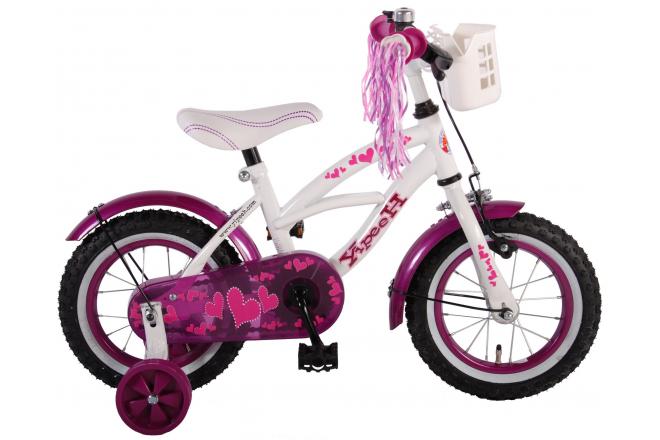 Volare Heart Cruiser Kinderbike - Mädchen - 12 Zoll - Weiß lila