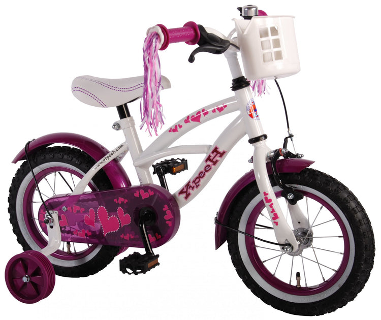 Volare Heart Cruiser Kinderbike - Mädchen - 12 Zoll - Weiß lila