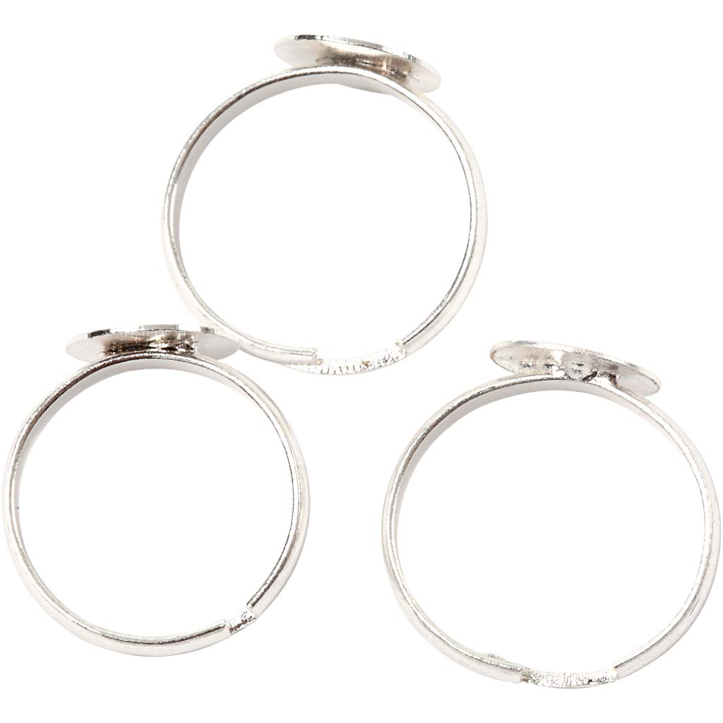 Creativ Company Ring für den Finger, versilbert, 15 Stück, 1 Box