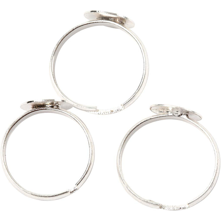 Creativ Company Ring für den Finger, versilbert, 15 Stück, 1 Box