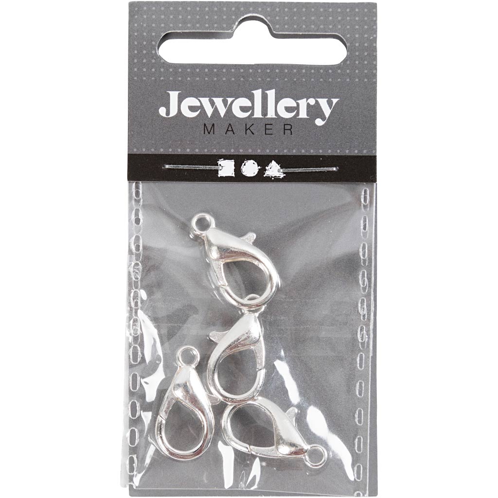 Creativ Company Karabiner, L: 18 mm, versilbert, 4 Stück 1 Box