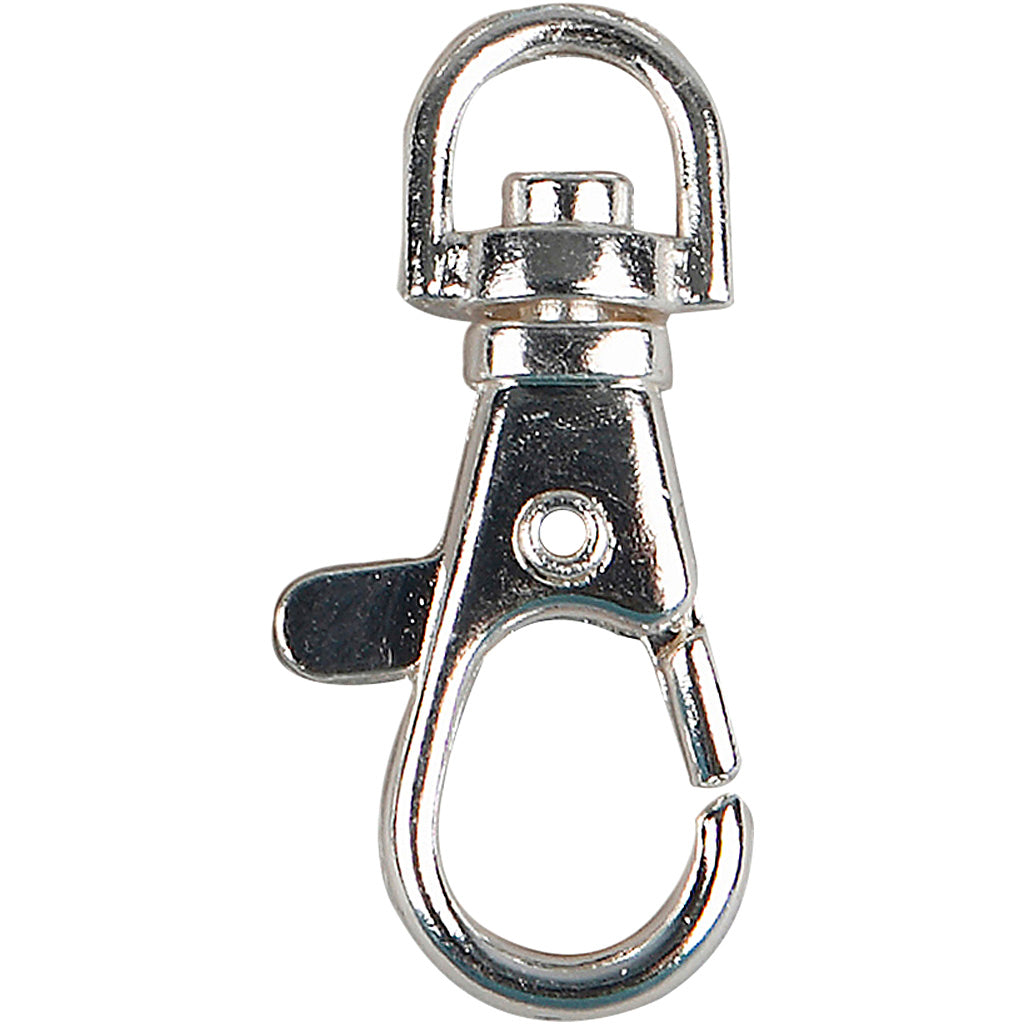 Creativ Company Karabinerverschluss, groß, H: 37 mm, B: 14 mm, T 37 mm, versilbert, 2 Stück 1 Box
