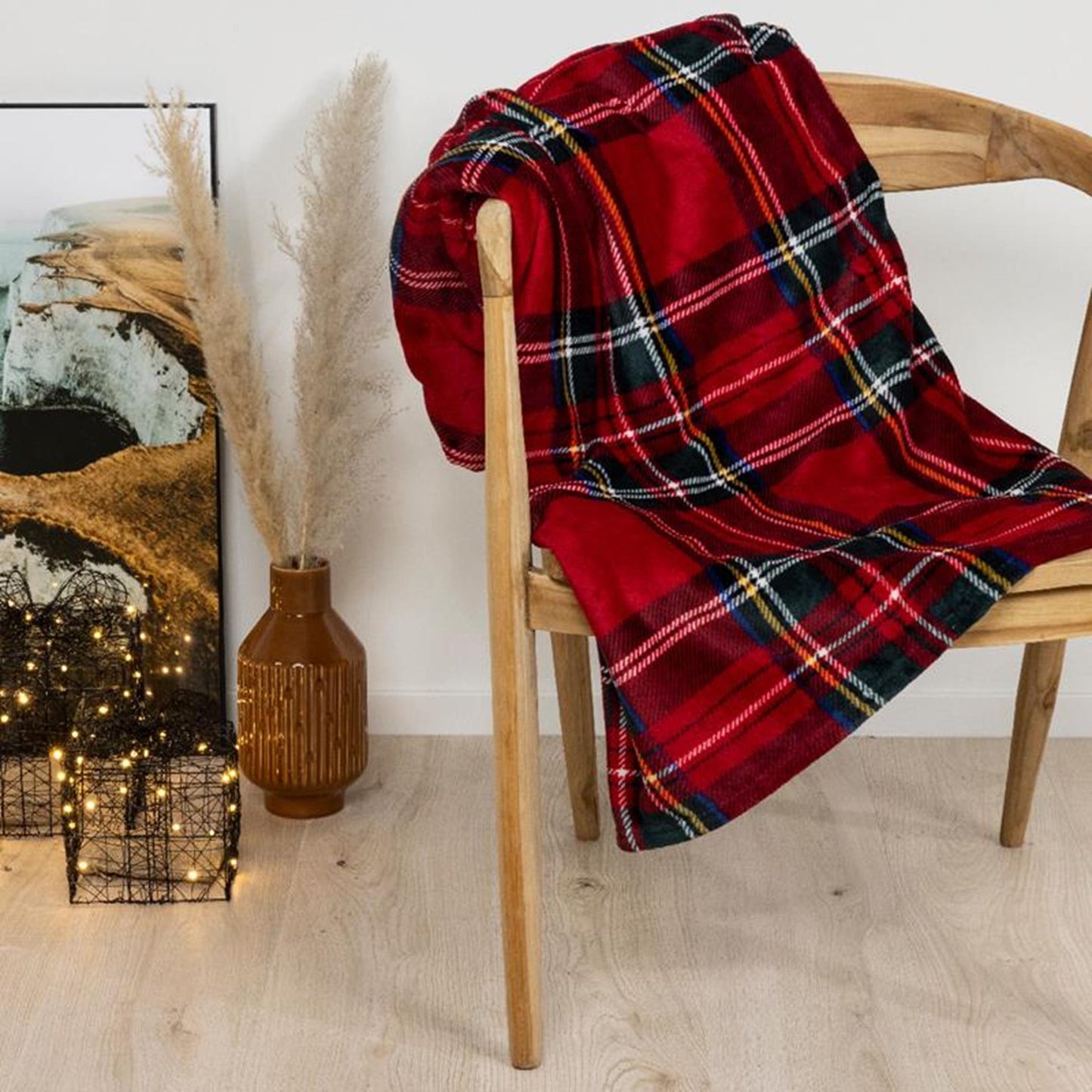 Decoris kariertes Polyester-Flanell-Karomuster, 150 x 200 cm