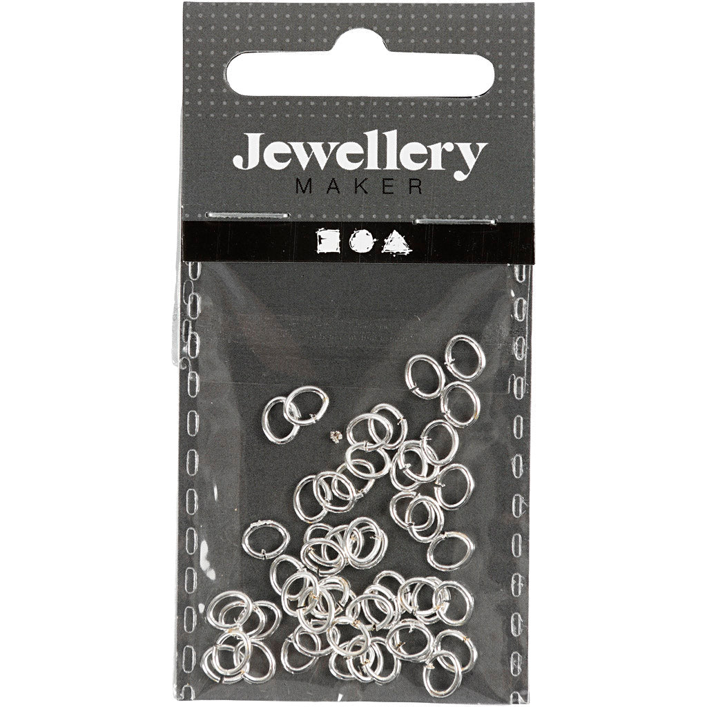 Creativ Firmenring, oval, Stärke 0,7 mm, versilbert, 50 Stück 1 Box