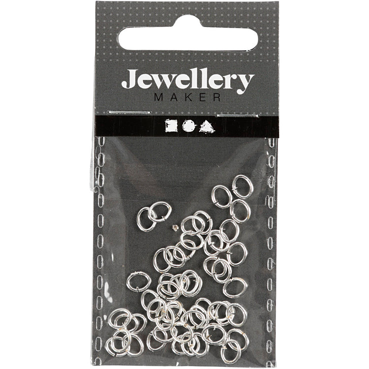 Creativ Firmenring, oval, Stärke 0,7 mm, versilbert, 50 Stück 1 Box