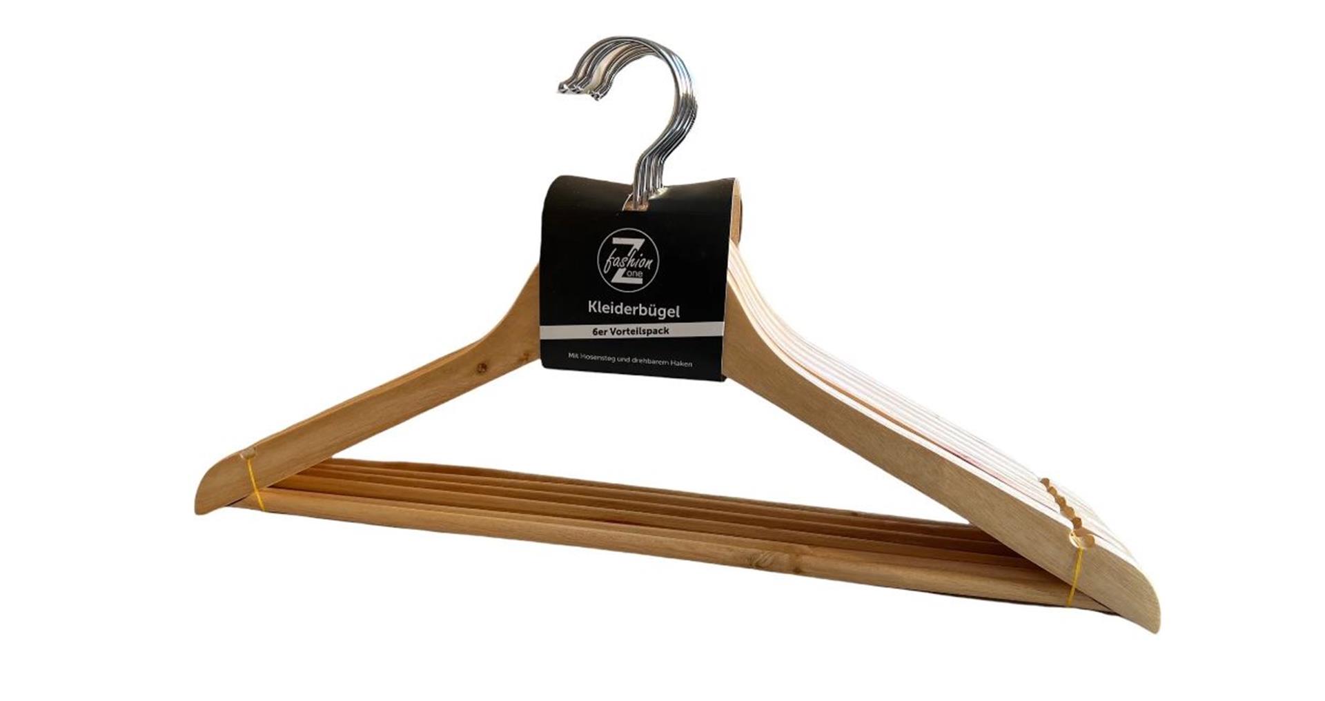 Kleiderbügel-Set Holz, Packung à 6 Stück