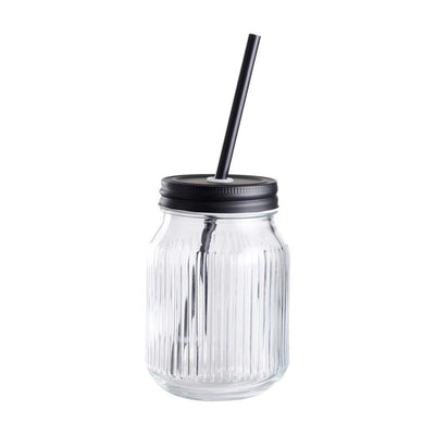 Trinkglas mit Deckel und Strohhalm 450 ml