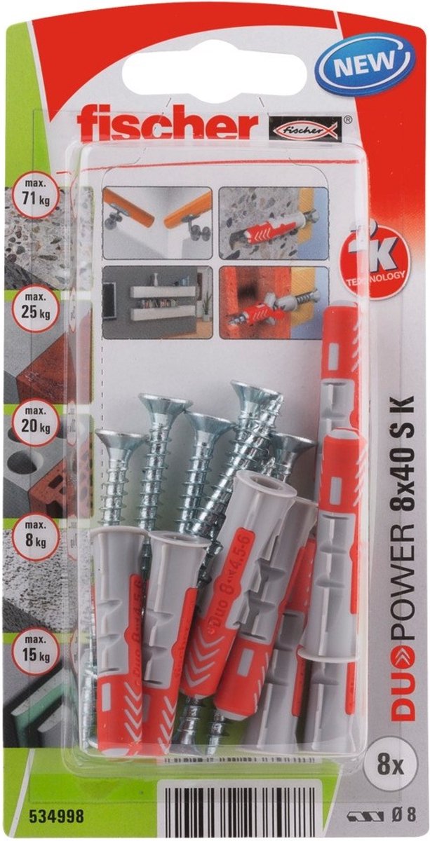 Fischer 534998 duopower 8 x 40 s k nv Steckerset 40 mm 8 mm 1 Satz(e)
