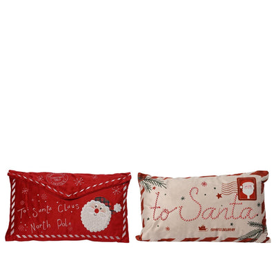 Decoris Kissen-Buchstabe für den Weihnachtsmann, 30 x 50 cm, Polyester-Samt, 2-fach sortiert