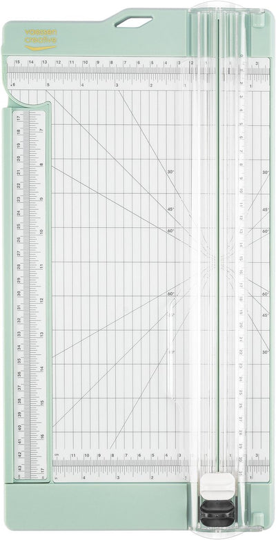 Vaessen kreativer Papierschneider – 30,5 x 15 cm – mit ausziehbarem Lineal und Ritzfunktion – Minze – Papierschneiden und Falten