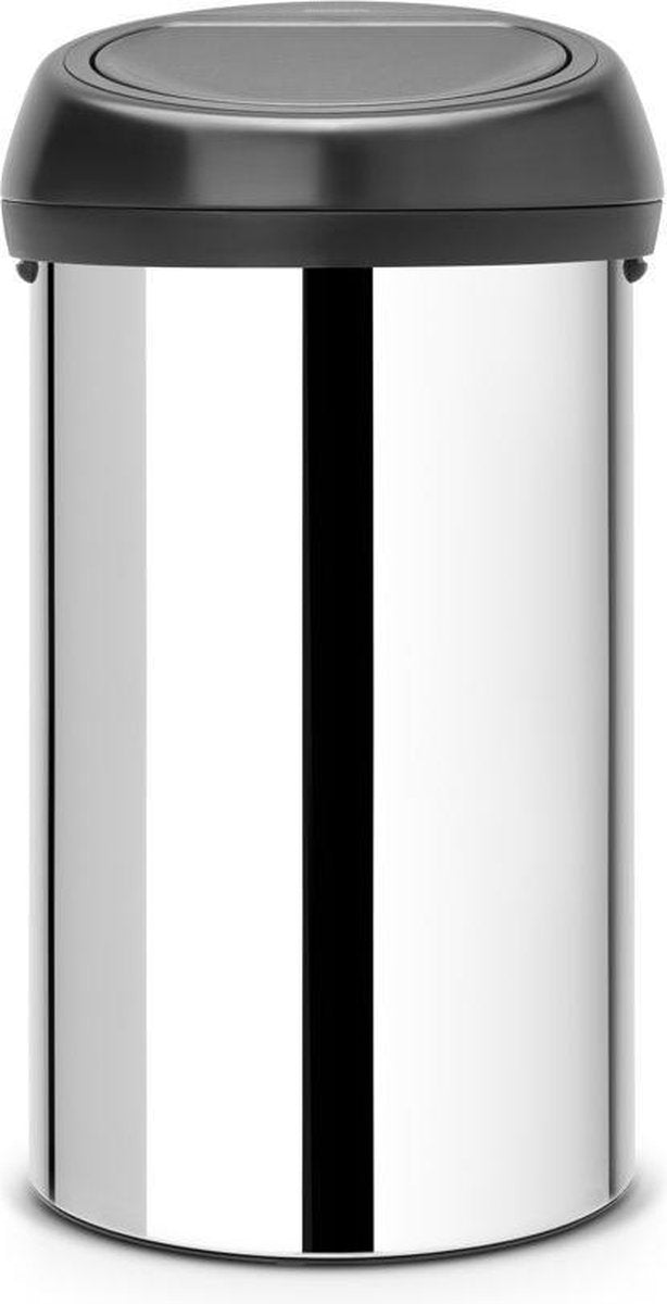 Brabantia Touch Bin Abfallbehälter – 60 Liter – glänzender, mattschwarzer Stahldeckel