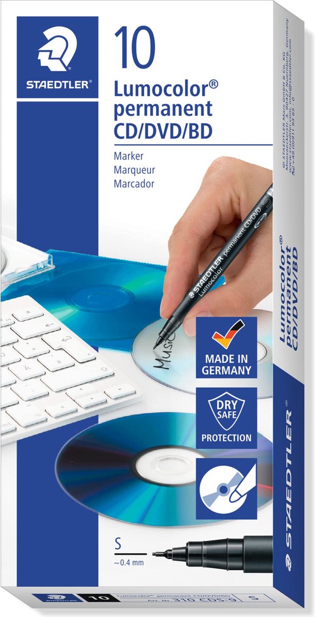 Staedtler Marker Lumocolor CD DVD schwarz 10 Stk