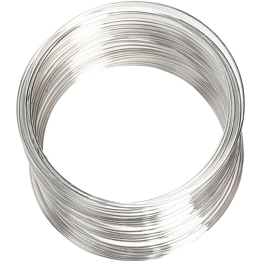 Kreativunternehmen Memory Wire, D 6 cm, Dicke 0,8 mm, ca. 11,5 m, versilbert, 1 Stück