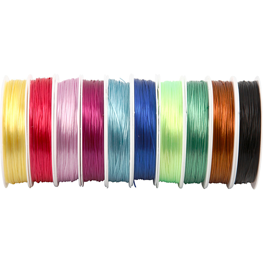 Creativ Company Gummischnur, Stärke 1 mm, verschiedene Farben, 10x25 m 1 Karton