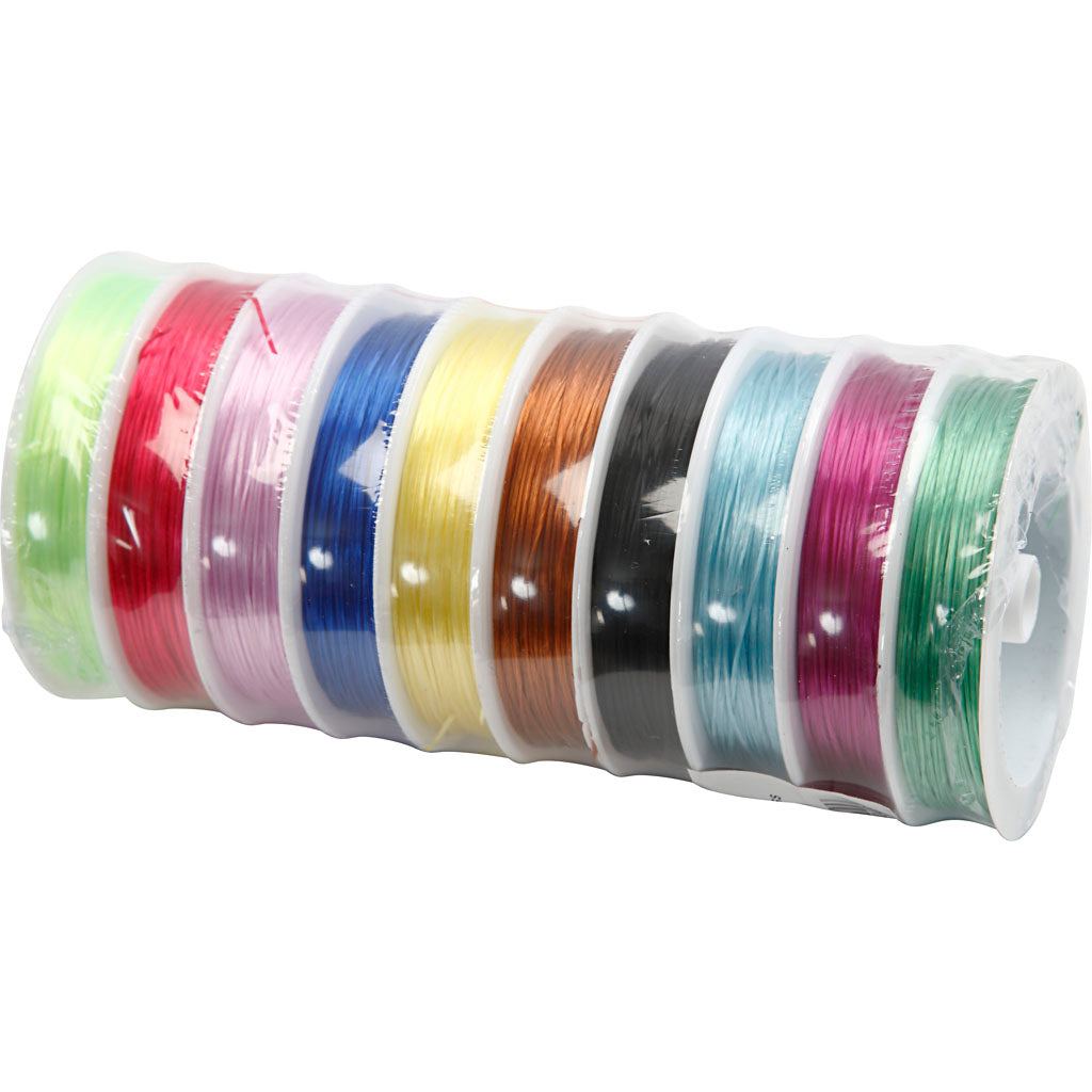 Creativ Company Gummischnur, Stärke 1 mm, verschiedene Farben, 10x25 m 1 Karton