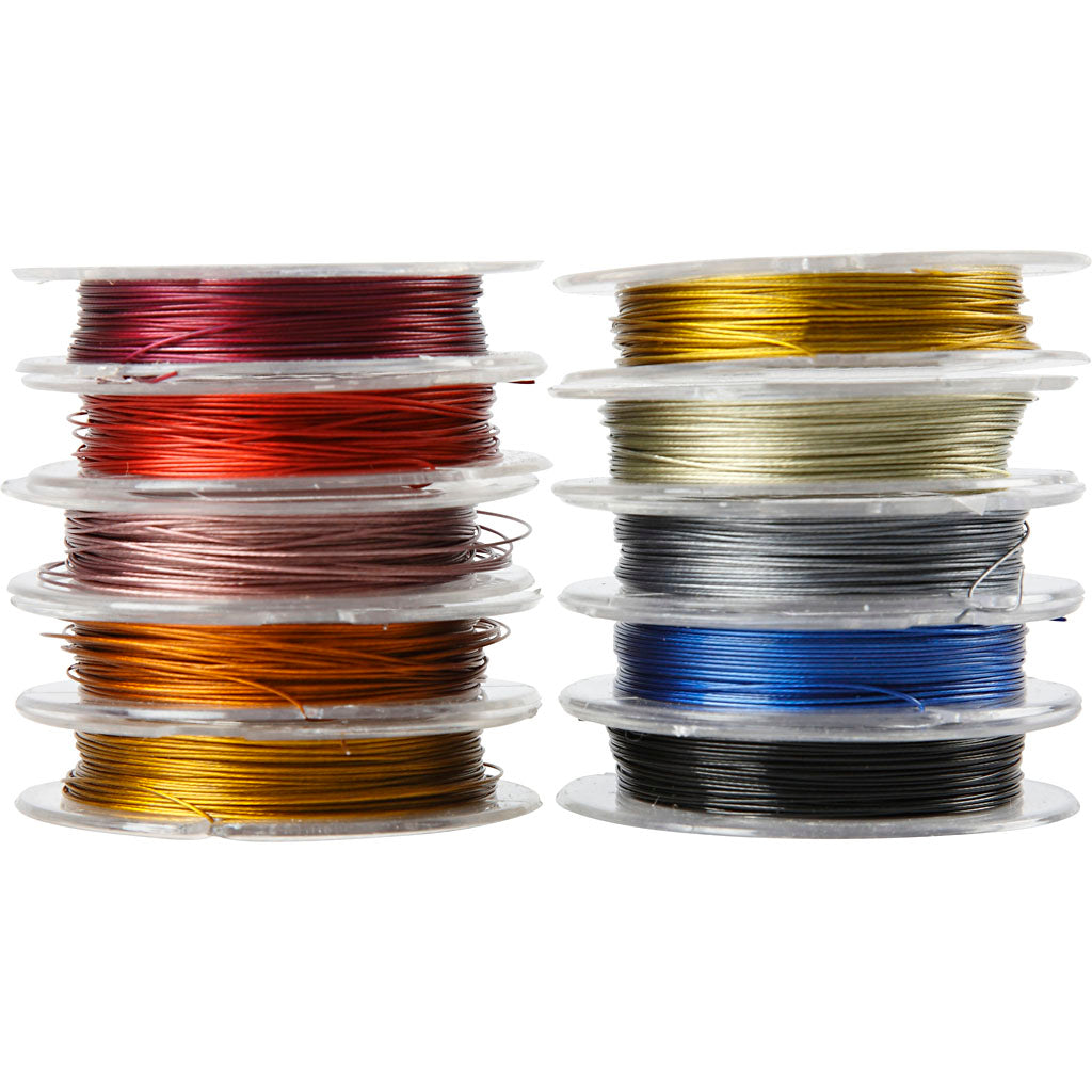 Creativ Company Schmuckdraht, Stärke 0,38 mm, verschiedene Farben, 10 m 1 Karton