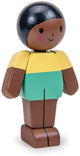 Zarte Blatt-Puppenhauspuppe Mokka-Mutter - Spielzeugpuppe aus Holz.