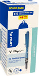 Pilot Fineliner V-Sign Stift, Box mit 16 + 4 Stück, blau