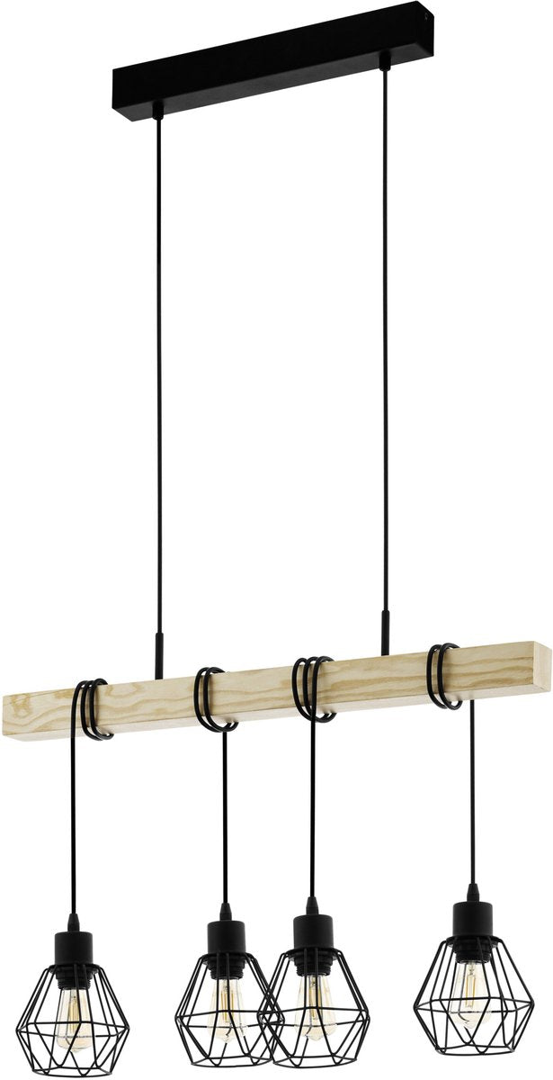 Eglo Townshend 5 Hängelampe – E27 – 70 cm – Schwarzbraun – Holz – FSC-Holz