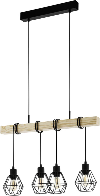 Eglo Townshend 5 Hängelampe – E27 – 70 cm – Schwarzbraun – Holz – FSC-Holz