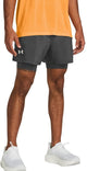 Under Armour UA Launch 5'' 2-in-1-Shorts – graue Herren-Sporthose – Castlerock – Castlerock – reflektierend