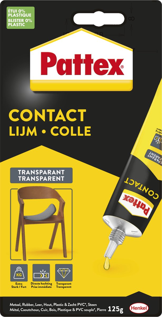 Pattex transparent 125 g | Kontaktkleber zur Reparatur | Renovierungsprojekte mit Flüssigkleber.