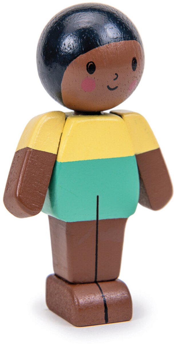 Zarte Blatt-Puppenhauspuppe Mokka-Mutter - Spielzeugpuppe aus Holz.