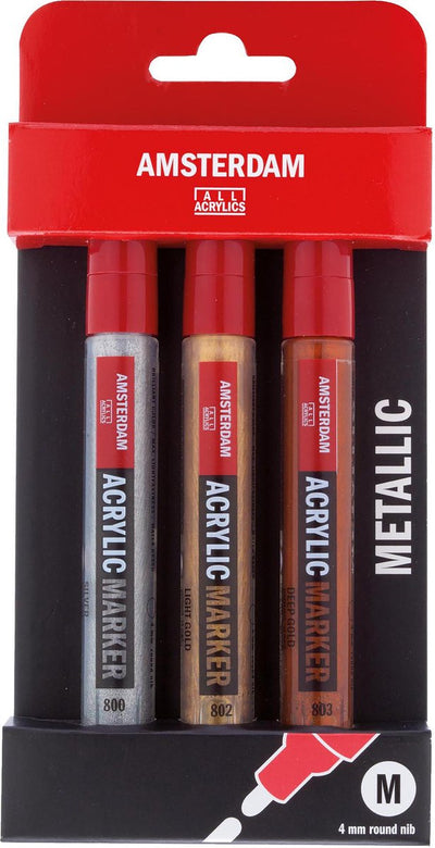 Amsterdam alle Acrylfarben Amsterdam • Acryl-Marker-Metallic-Set | 3 Farben