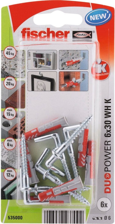 fischer duopower-serie - rechteckiger haken 6x30 - montageset - höchste leistung
