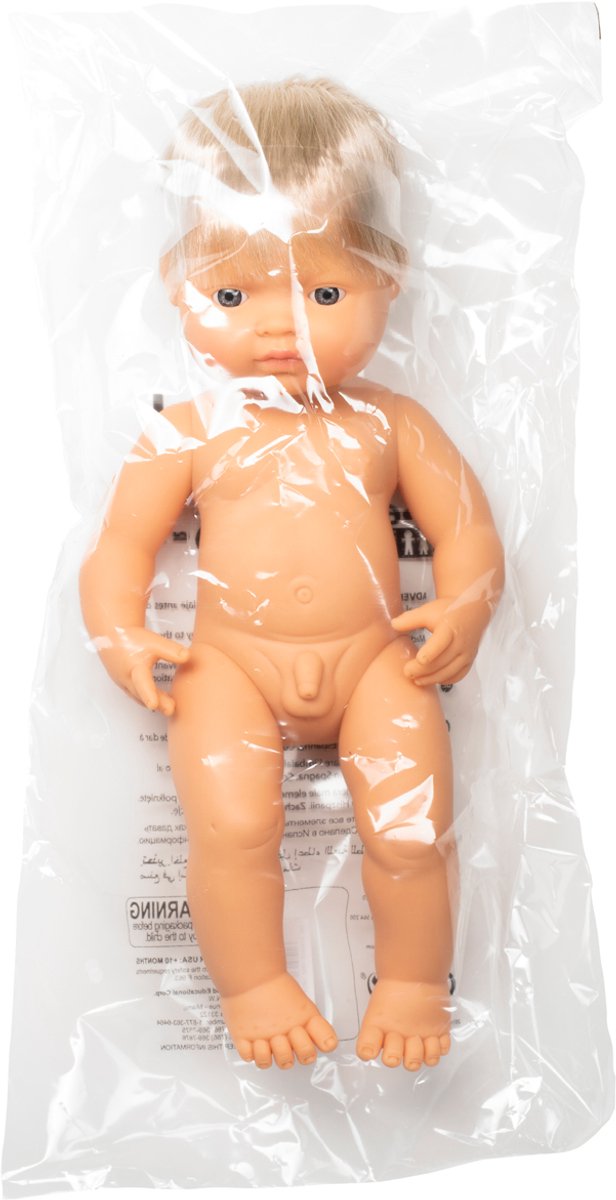 Miniland-Puppe – Europäischer Junge 38 cm – mit Vanilleduft – wasserfest – 10 Monate