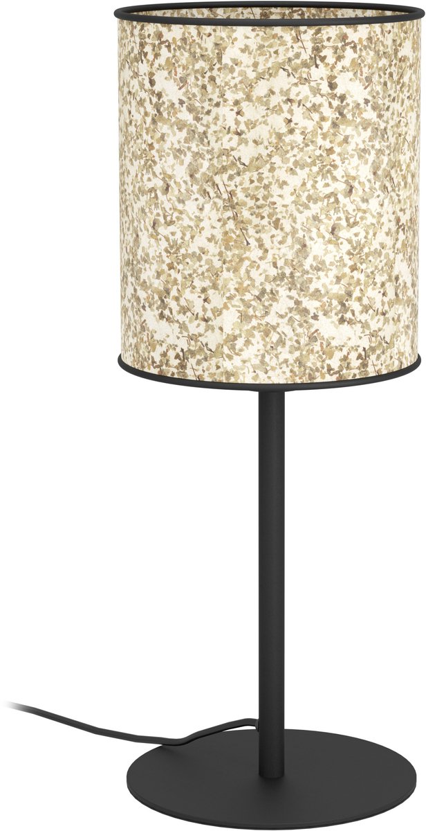 Eglo Butterburn Tischlampe – E27 – 47,5 cm – Birkenblätter – Schwarz Beige Grün