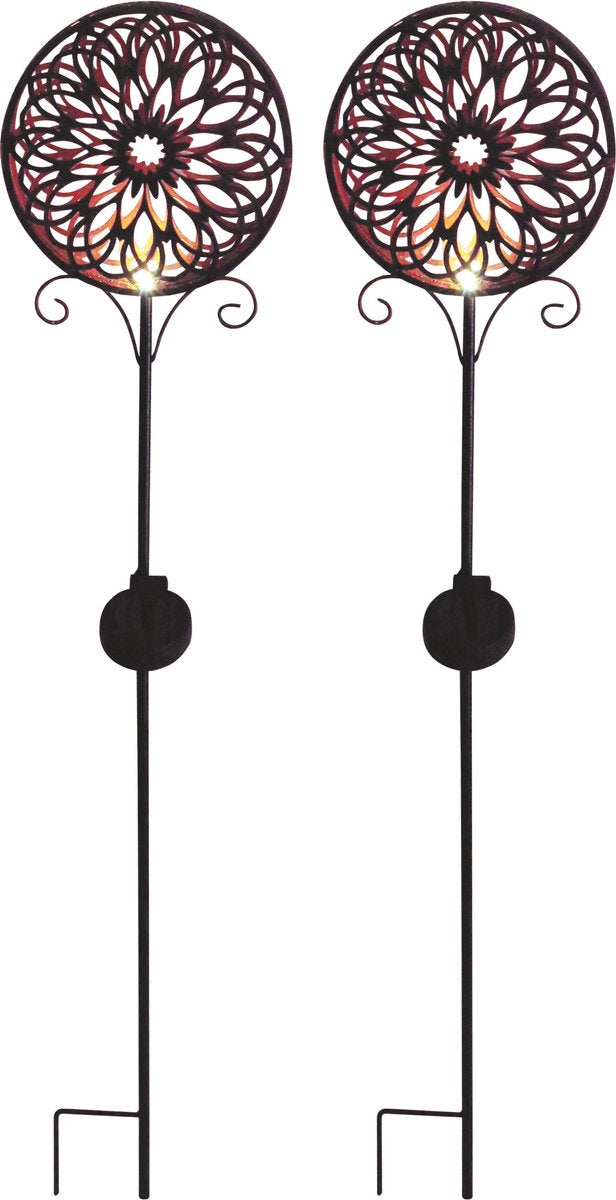 Luxform – 2x Gartenlampe mit Erdspieß – Mandala-Glanz – LED – angetrieben durch Solarenergie – Set mit 2 Stück